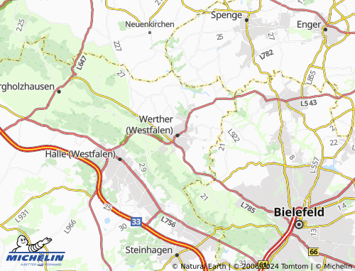 MICHELINLandkarte Werther (Westfalen) ViaMichelin