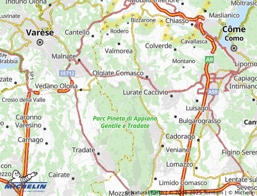MICHELIN Castelnuovo Bozzente map - ViaMichelin