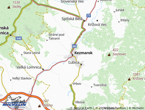 MICHELIN Kezmarok map - ViaMichelin