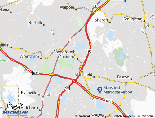 Mapa MICHELIN Foxborough Foxboro - ViaMichelin