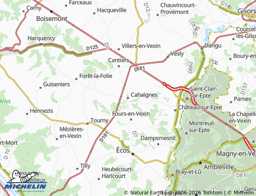 MICHELIN Cahaignes map - ViaMichelin