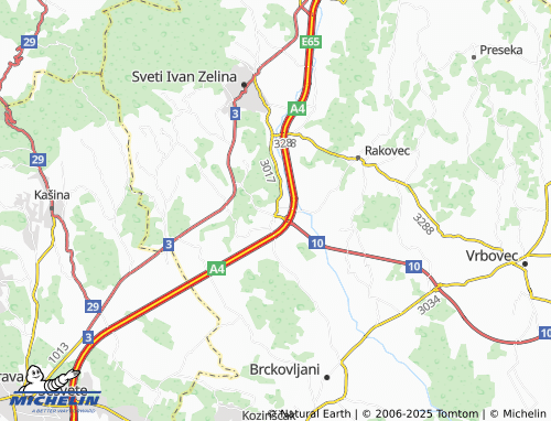 MICHELIN Brezovec Zelinski map - ViaMichelin