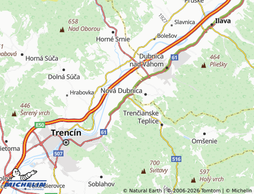 MICHELIN Trenčianska Teplá map - ViaMichelin