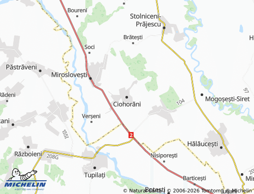 MICHELIN Ciohorăni map - ViaMichelin