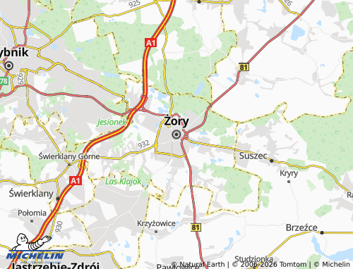 MICHELIN Żory map - ViaMichelin