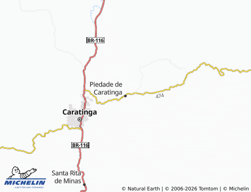 MICHELIN Piedade de Caratinga map - ViaMichelin