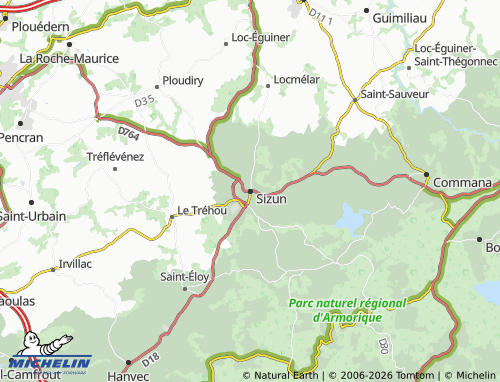 Mappa MICHELIN Sizun - ViaMichelin