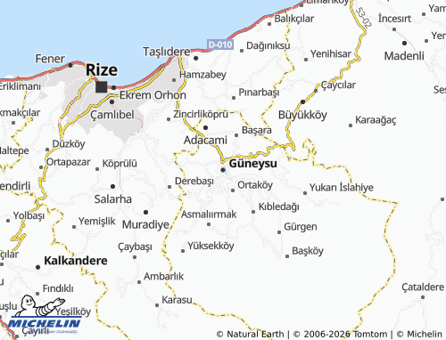 MICHELIN Güneysu map - ViaMichelin