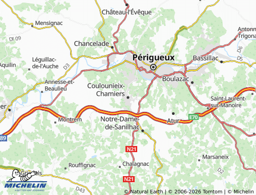 Carte MICHELIN Coulounieix-Chamiers - ViaMichelin