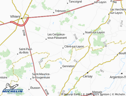 MICHELIN-Landkarte Cléré-sur-Layon - ViaMichelin