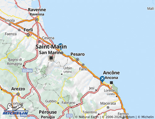 Kaart MICHELIN Pesaro-Urbino - ViaMichelin