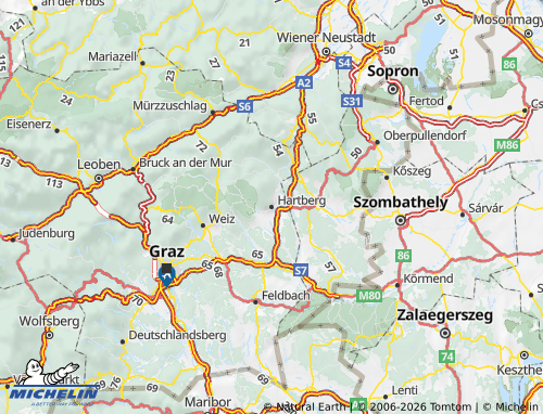 Mapa MICHELIN Hartberg-Fürstenfeld - ViaMichelin