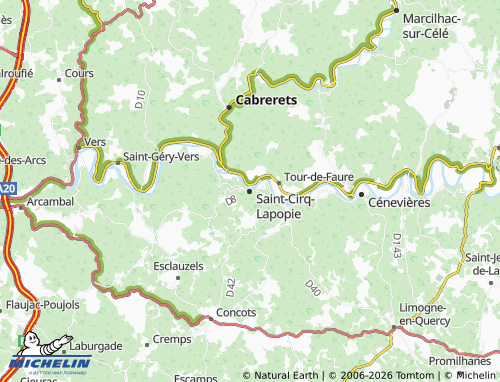 Carte MICHELIN Saint-Cirq-Lapopie - ViaMichelin