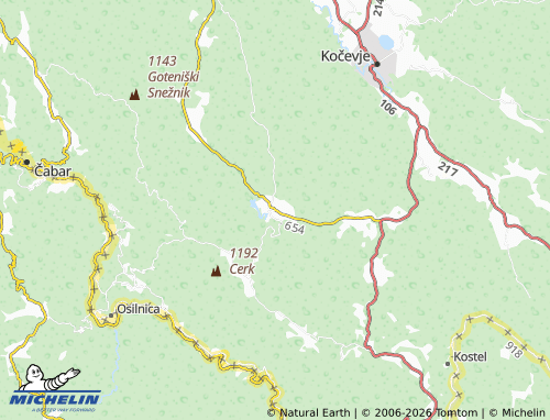 Mapa MICHELIN Kočevska Reka - ViaMichelin