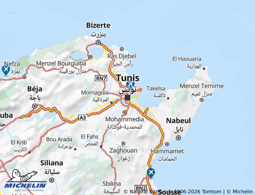MICHELIN Tounis map - ViaMichelin