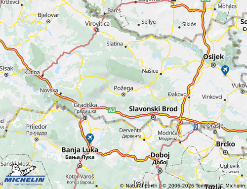 Mapa MICHELIN Požeško-Slavonska - ViaMichelin