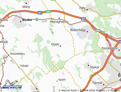 Mappa MICHELIN Etyek - ViaMichelin