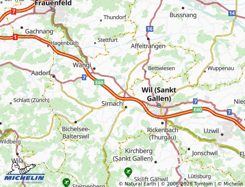 MICHELIN-Landkarte Münchwilen Thurgau - ViaMichelin