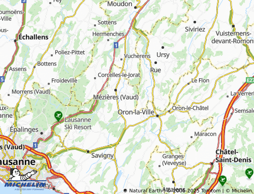 MICHELIN-Landkarte Ferlens (Vaud) - ViaMichelin
