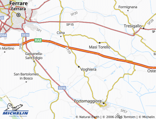 MICHELIN Voghenza map - ViaMichelin