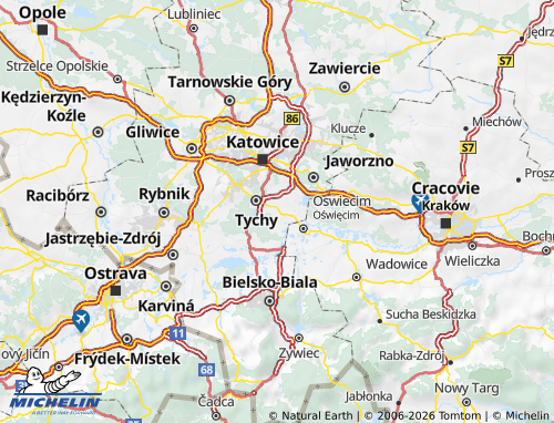 MICHELIN Bieruńsko-Lędziński map - ViaMichelin