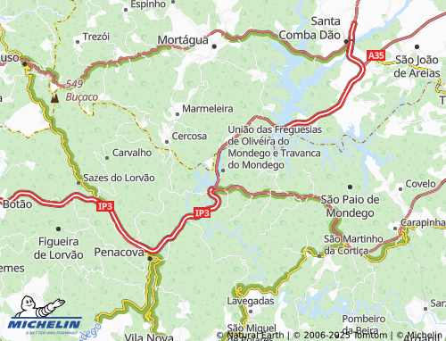 MICHELIN União das Freguesias de Oliveira do Mondego e Travanca do Mondego map - ViaMichelin