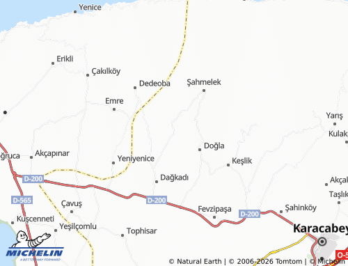 MICHELIN Okçular map - ViaMichelin