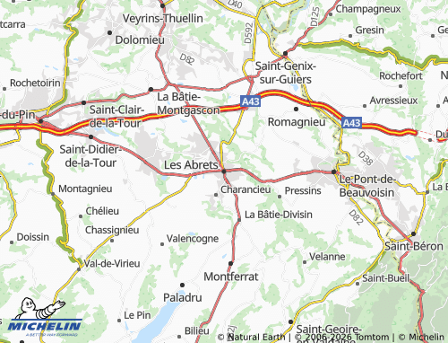 Carte MICHELIN Les Abrets-en-Dauphiné - ViaMichelin