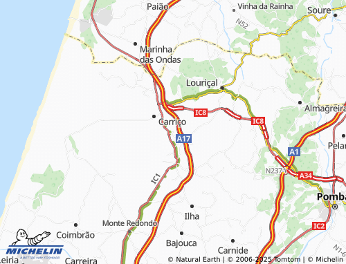 MICHELIN Caxaria map - ViaMichelin