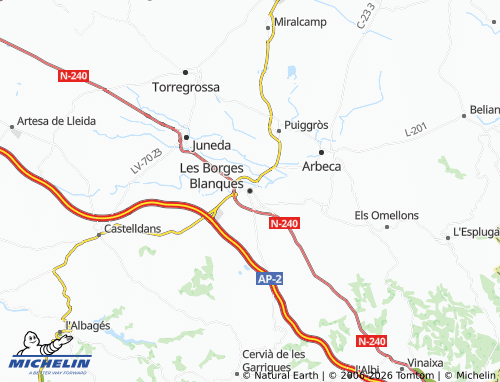 MICHELIN Les Borges Blanques map - ViaMichelin