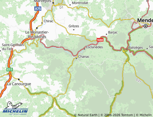 MICHELIN Chanac map - ViaMichelin