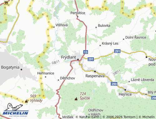 Mapa MICHELIN Frýdlant - ViaMichelin