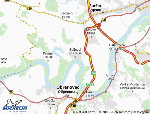Mapa MICHELIN Boljevci - ViaMichelin