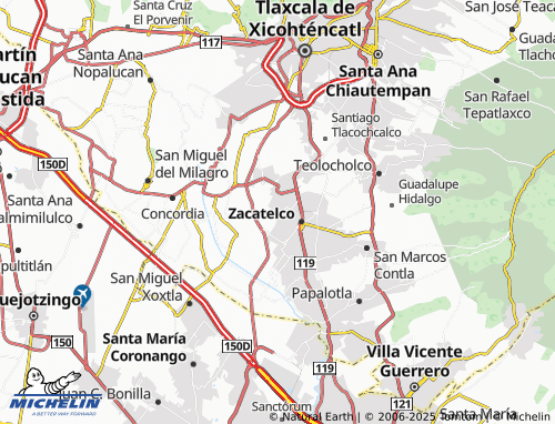 MICHELIN San Lorenzo Axocomanitla map - ViaMichelin