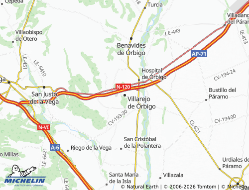 MICHELIN Villarejo de Órbigo map - ViaMichelin
