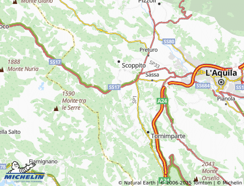 MICHELIN Rocca Santo Stefano map - ViaMichelin