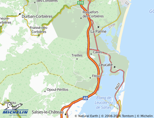 Mapa MICHELIN Treilles - ViaMichelin