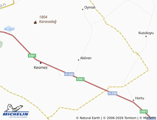 MICHELIN Akören map - ViaMichelin