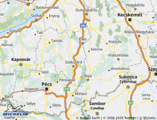 Mapa MICHELIN Tolnai járás - ViaMichelin