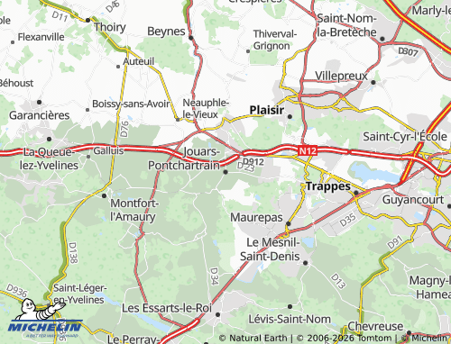 MICHELIN Jouars-Pontchartrain map - ViaMichelin