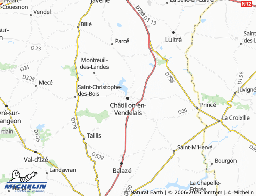 Carte MICHELIN Châtillon-en-Vendelais - ViaMichelin