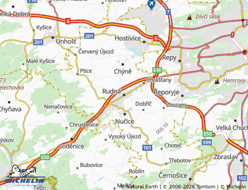 Mapa MICHELIN Rudná - ViaMichelin