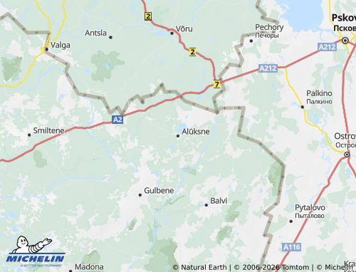 Mapa MICHELIN Alūksnes novads - ViaMichelin