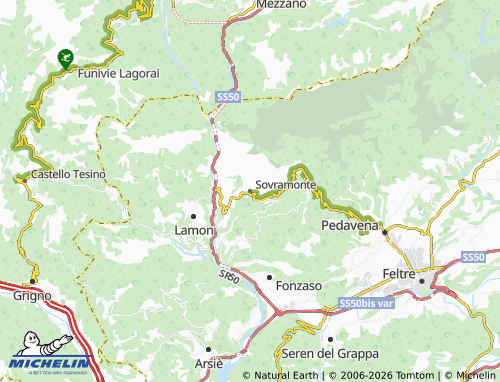 MICHELIN Sovramonte map - ViaMichelin