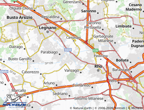 Carte MICHELIN Nerviano - ViaMichelin