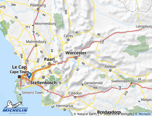 Carte MICHELIN Cape Winelands - ViaMichelin