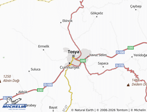 MICHELIN Tosya map - ViaMichelin