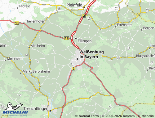 MICHELIN-Landkarte Weißenburg in Bayern - ViaMichelin