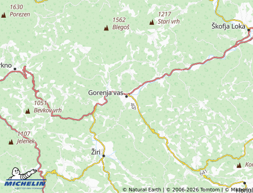 Kaart MICHELIN Gorenja vas-Poljane - ViaMichelin
