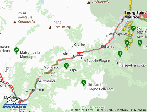 Mappa MICHELIN Aime-la-Plagne - ViaMichelin
